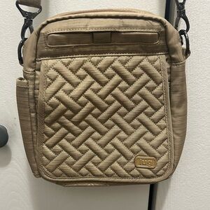Lug Woven Pattern Messenger Bag in Tan
